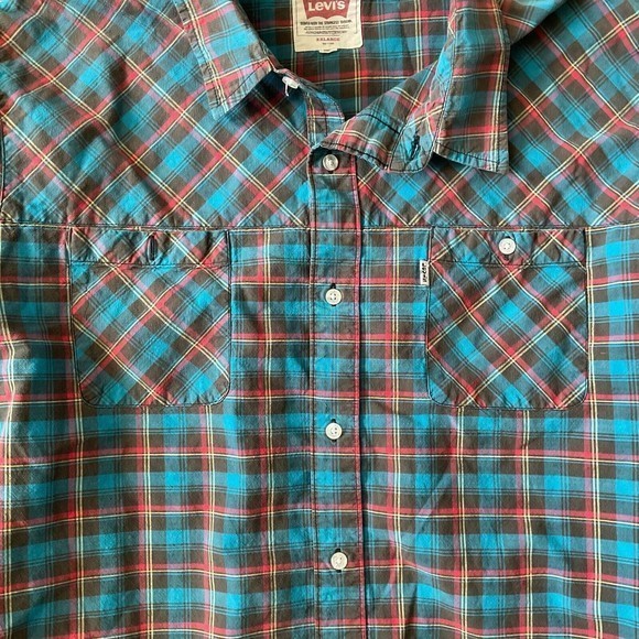 Levi's Plaid Long Sleeve Button-Down Shirt Top Sz 2XL Multicolored - Picture 5 of 9